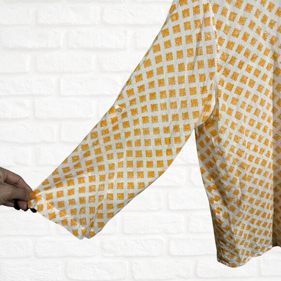 Roberta Roller Rabbit Robert Friedman Cotton Voile Button Down Shirt Orange Med - Picture 4 of 7